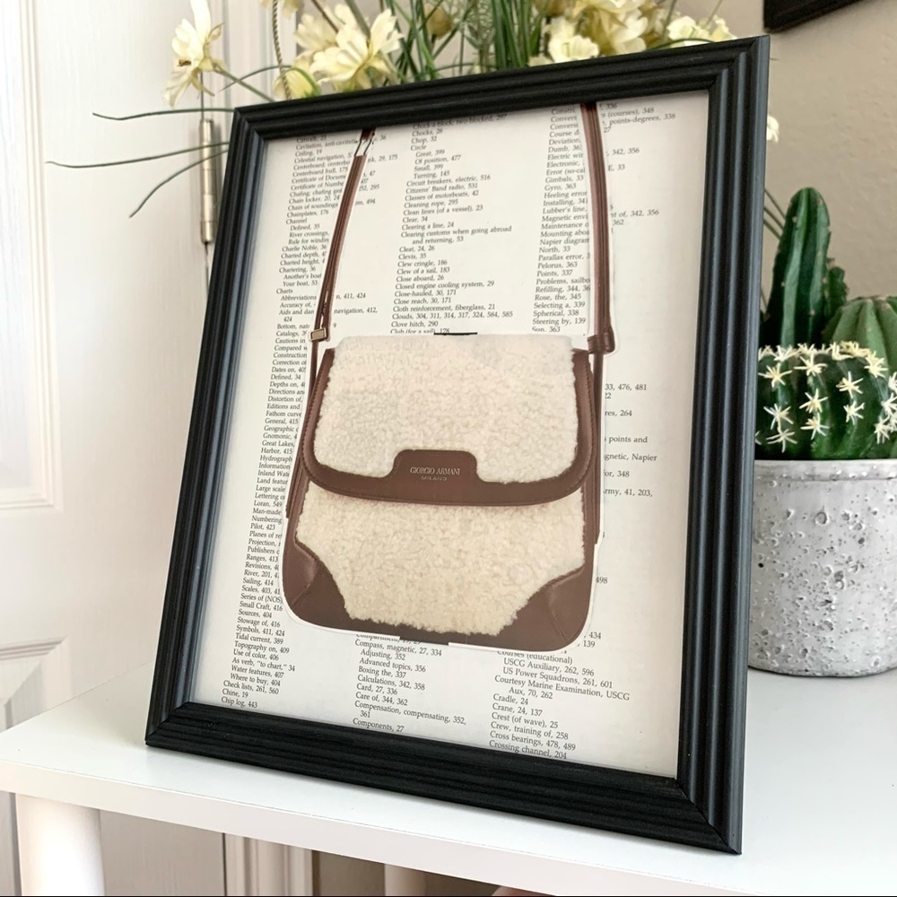 Giorgio Armani Bag Collage Wall Art Neutral Fashion Print Chic Decor